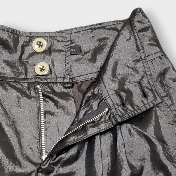 Marc by Marc Jacobs Black Satin Shorts High Rise Pleated Wide Leg Sz 2 Modern - Picture 4 of 11